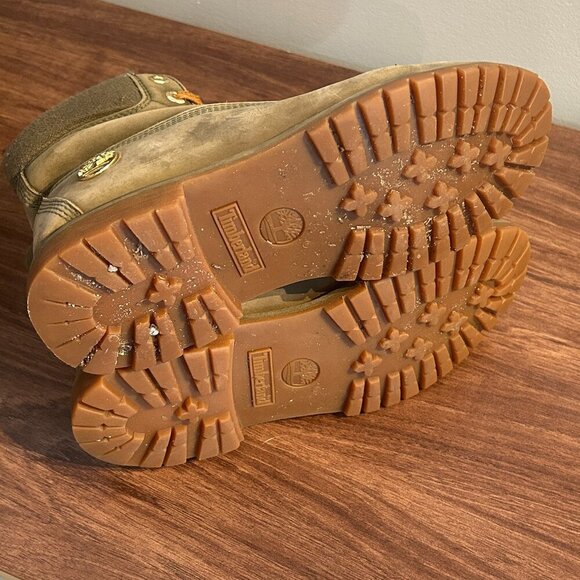 Timberland Premium 6” Women’s Boots‎ Sz 9 Khaki Leather Lace Up Combat Utility - Picture 6 of 8